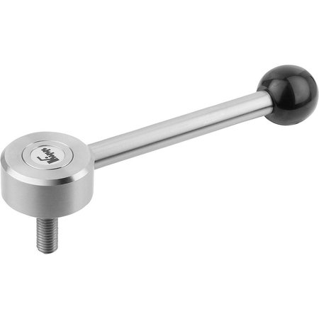 KIPP Tension Lever Flat Size:1 M08X40, A=102, Form:0° Stainless Steel 1.4305, Comp:Plastic K0129.1081X40